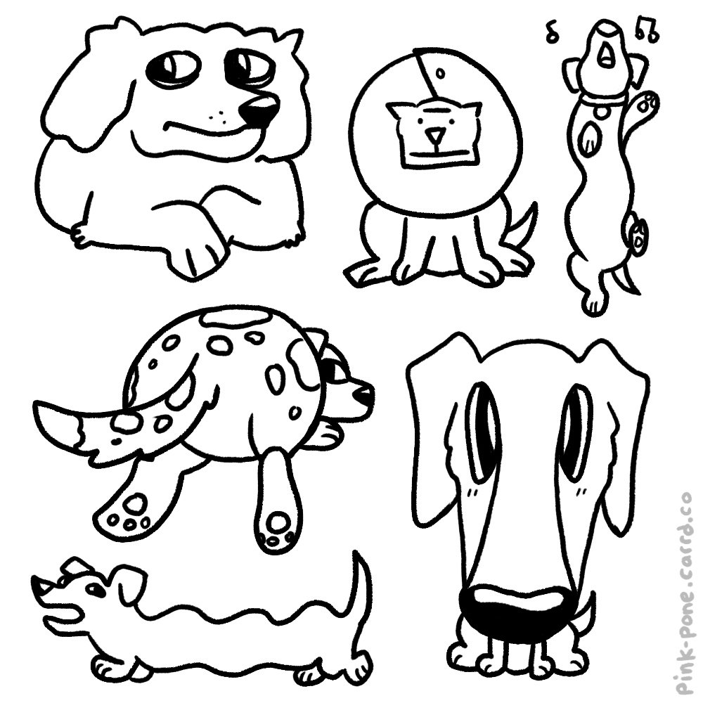 was inspired to draw some quick weird dogs for @everydaylouie ‘s new song! a very very fun art exercise