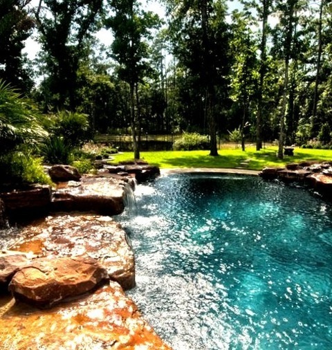 Houston Hot Tub PoolInspiration For A Mid-sized, Classic Backyard Renovation With An Infinity Hot Tub