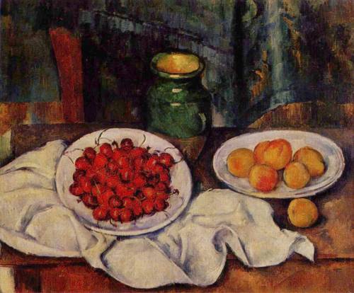 paulcezanne-art:  Still Life with a Plate of Cherries, 1888 Paul Cezanne