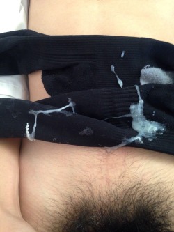 Love cum on black socks