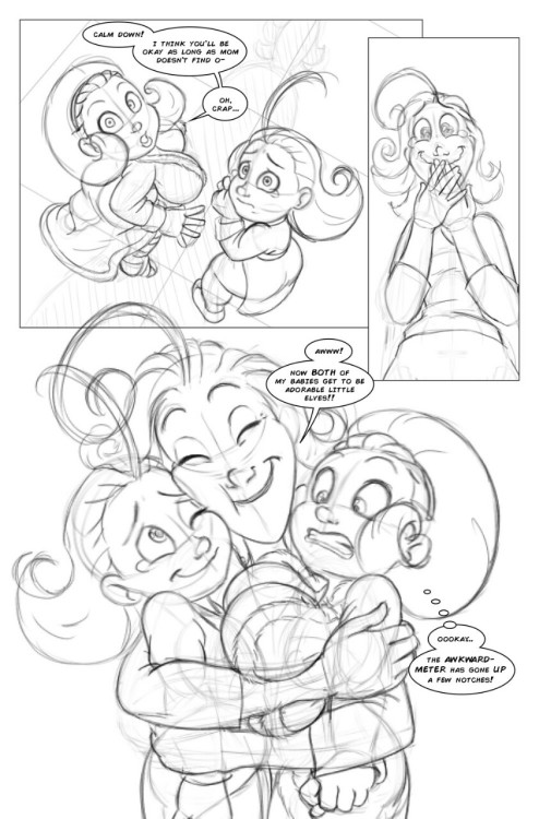 jklind:  I won’t be able to finish them before heading back to Florida tonight, so here’s what I have for pages 2 & 3 of my Christmas comic! 