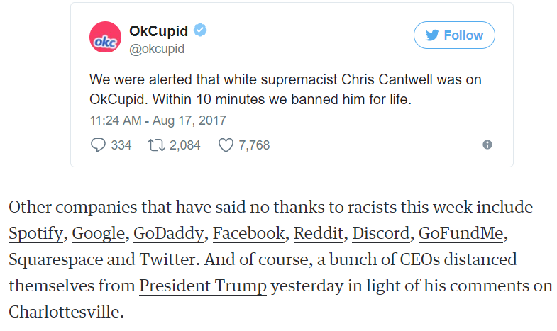 OkCupid just banned a white supremacist for life