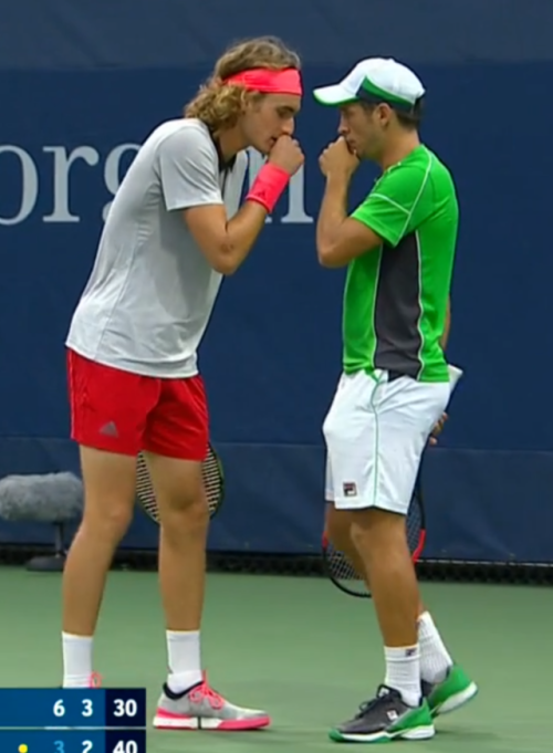 veryveryverytemporarily:Dusan Lajovic and Stephanos Tsitsipas, Doubles, US Open 2018