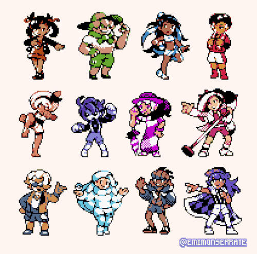 excarabu:Tiny gym leaders!! @exelotl and I did some rom hacking experiments a few weeks ago and it was funnnn, it would be great to have these guys as pokemon crystal characters :DD