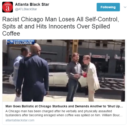 4mysquad:   William Bouche repeatedly called a Black patron who recorded him “slave” and referred to his family as cattle. Boucher, who allegedly spat on two witnesses, also accused the man of spilling coffee on his light-colored suit.   The man walked