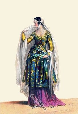 Florentine gown of the 13th century (19th century illustration)