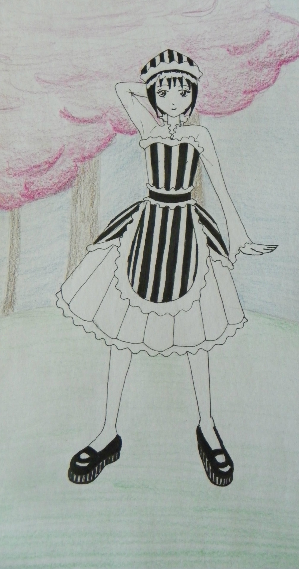 I was going for a black and white maid-esque lolita :3 the background was kind of