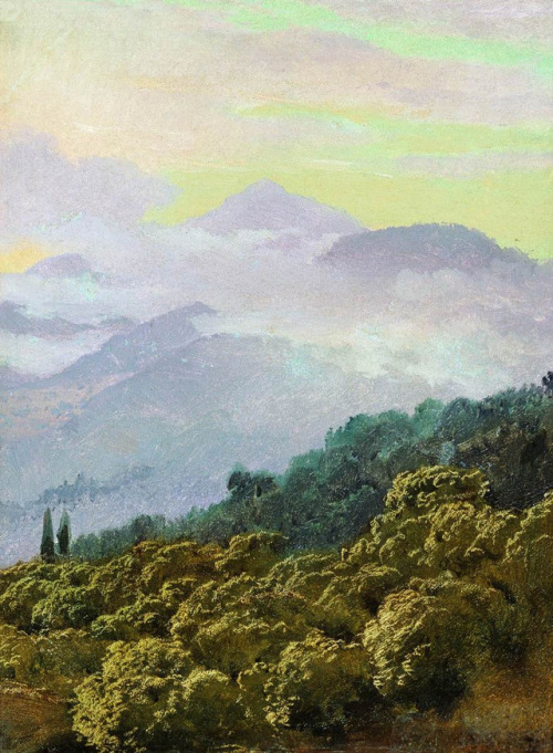 Crimean Mountains  -    Vereshchagin Vasily Vasilyevich , Russian, 1842-1904Oil on canvas,