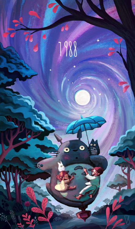 youcoucou: TOTORO &lt;3 Here is the 3rd of my 8 tributes to Hayao Miyazaki. 1988 My Neighbour To