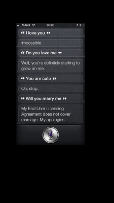 slobs:  Our relationship is rly hittin off isn’t it Siri