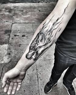 1337tattoos:    Inez Janiak    LONEWOLF