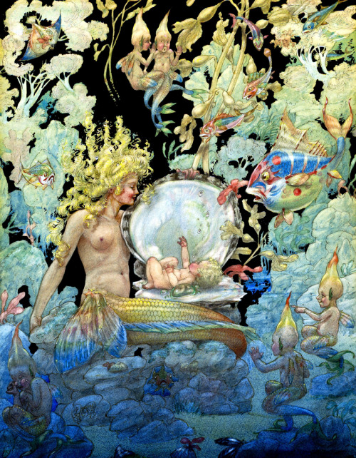 Harold Gaze (1885-1962) ~ Mermaid, Sea Imps &amp; Ocean Baby.﻿