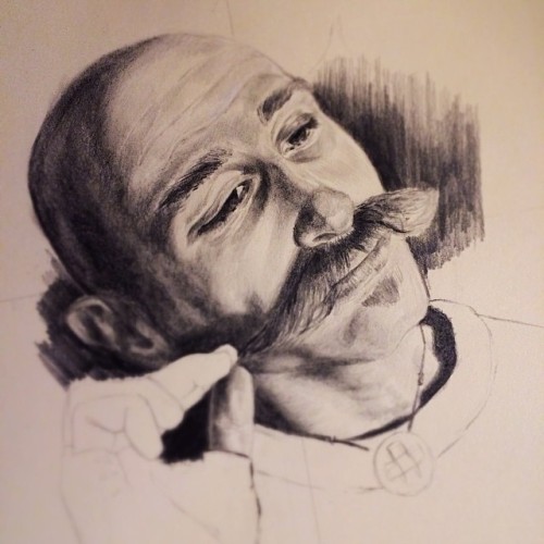 #Graphite #drawing of my dear #nomadic friend #Armen. #mustache #man #gypsy