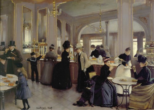 feuille-d-automne:La Pâtisserie Gloppe , avenue des Champs-Elysées par Jean Béraud .