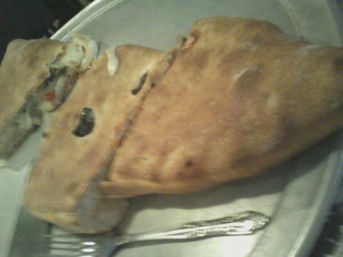 Late lunch.  (Yes that’s a family sized Pepperoni, sausage, mushroom, onions, and black olive Stromboli) 