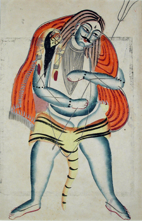 Shiva and Sati body, kalighat painting