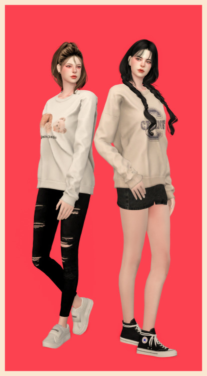 sudal-sims:[sudal] Overfit Sweatshirt & Tennis skirt F ▶  All lod ▶  Nomal map1. Sweatshirt &