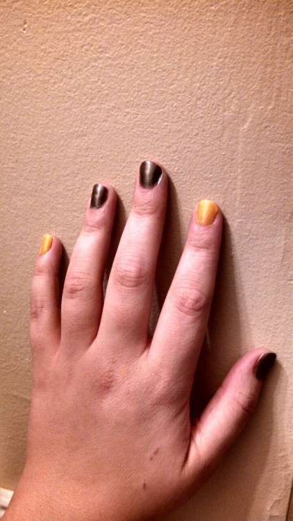 rootbeerflotsam:  bloodyancientbird:  My celebratory Wash nails. And the NAMES of these colors I swear to god! The grey is “risk taker” and the yellow is “let’s meet.” Thanks for the feels, nail polish.  Thanks for the feels, nail polish.