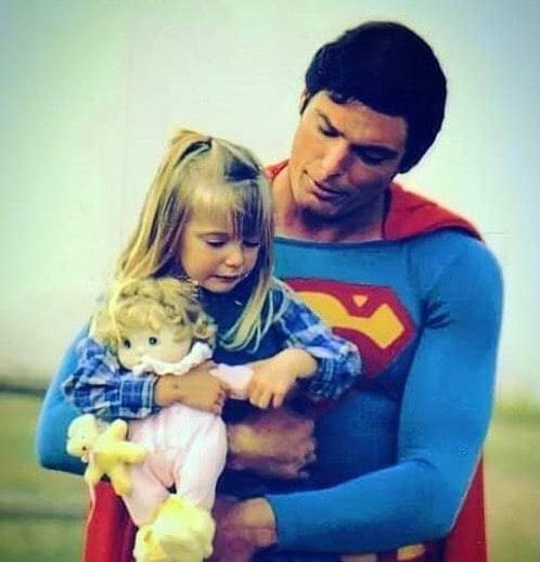 Reposted from @redsuncollectibles Christopher Reeve with his daughter Alexandra while filming Superm