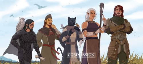 Commission with Fayin Nightwind,  Avoes Ulvvel, La'Ri Bavahan, Pjip Rosewood and Dredur Hansen 