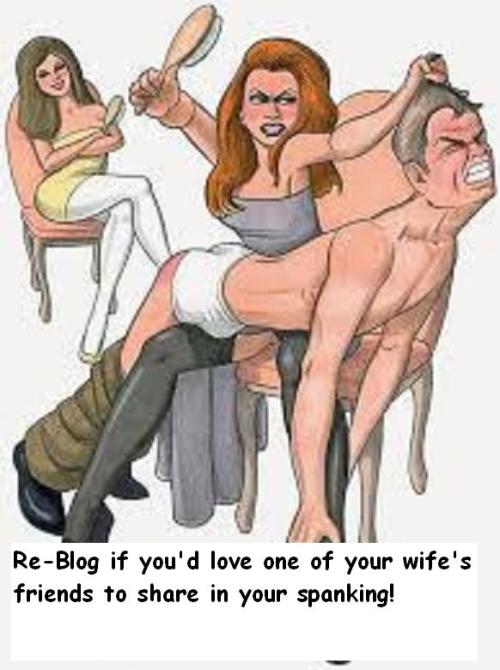 Femdom women spanking men cartoon