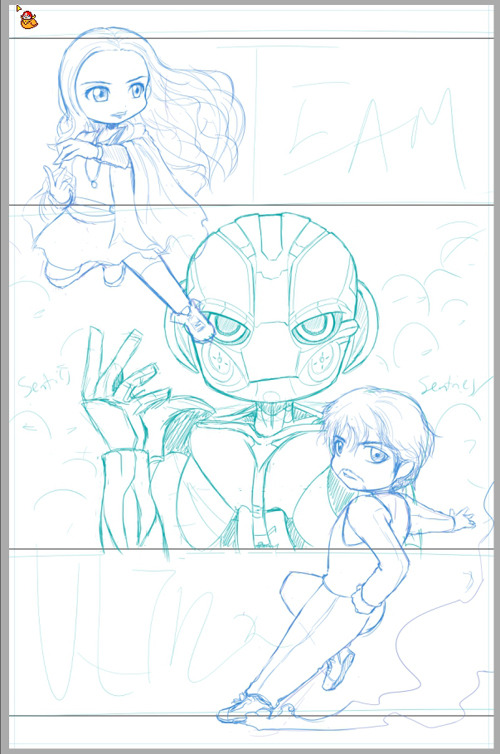 eikuuhyoart:  The Team Ultron print is coming along pretty well!! I’m actually