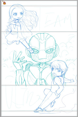 Eikuuhyoart:  The Team Ultron Print Is Coming Along Pretty Well!! I’m Actually