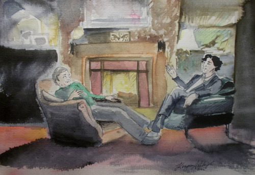 keagan-ashleigh: Home, always the most relaxing place on Earth. Inktober / johnlock - day 15: relax.