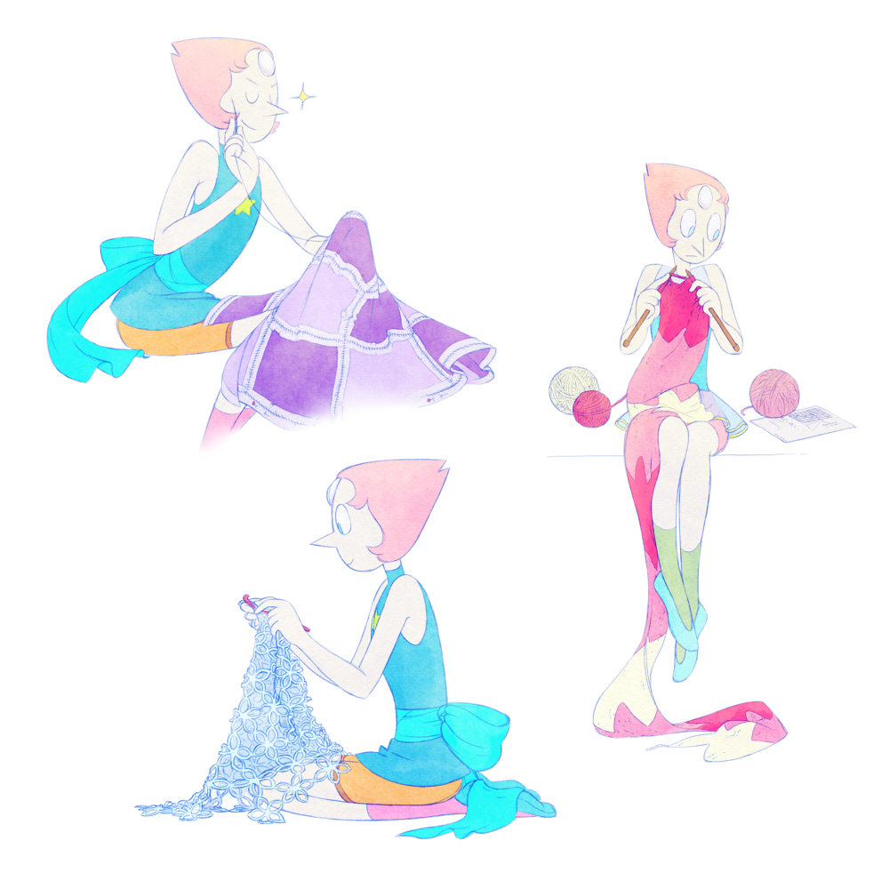 nonakani:  So there was a picture at the Gallery Nucleus exhibition with Pearl knitting