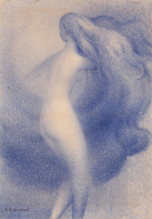 Vasily SitnikovNudeCrayon and oil pastel on paper, laid on canvas