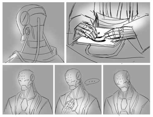 heronfoot: a comic I never finished about Zenyatta and the way Genji looks at him (and the way Zenya