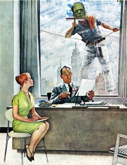 rogerwilkerson: With apologies to Norman Rockwell… Halloweenized Frankenstein Window Washer -