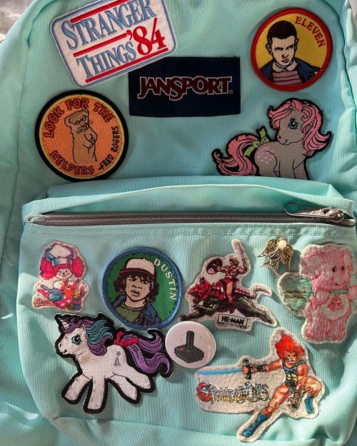 In honour of Stranger Things 4– spot the patches! This is my trusty backpack. #strangerthings #stran