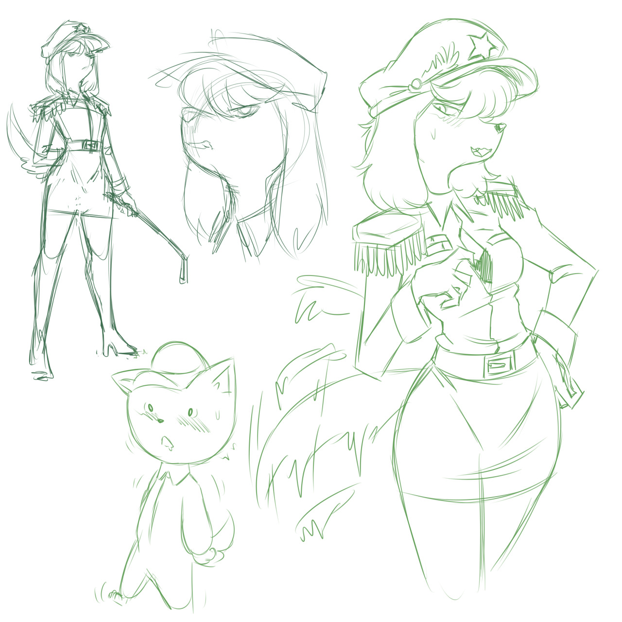 Various stream sketches. Including some of colodraw’s army pup.