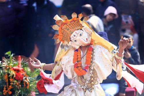 Masked dancer with Ganesha mas, Nepal