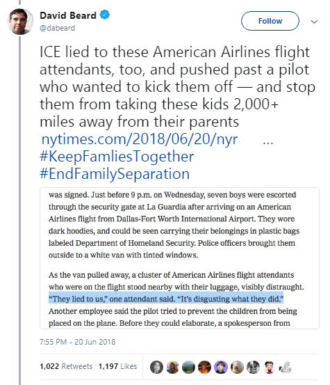 theambassadorposts:American Airlines is still transporting migrant kids for Trump’s gestapo as kids 