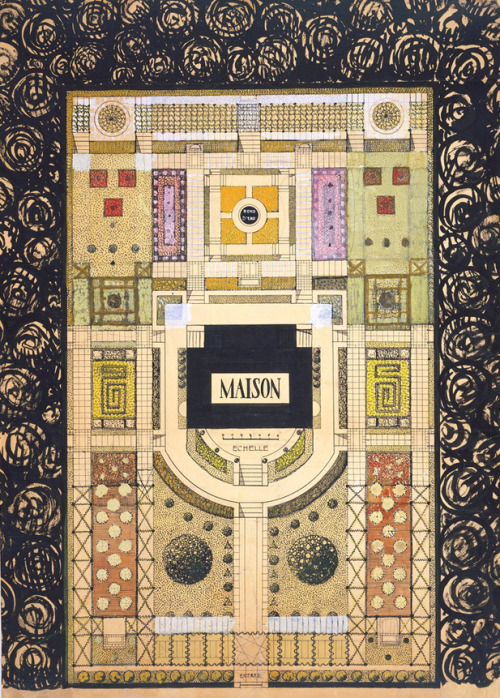 André &amp; Paul Vera, Love Garden, Ground plan for a House and a formal Garden, 1914. Book illustra