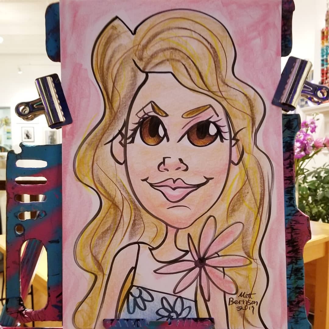 Caricature!    From the opening of the Higher Purpose show at GALA.    Ink and Neocolor