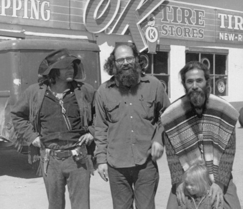 “ Gregory Corso, Allen Ginsberg and Nanao Sakaki, Santa Fe, NM. Circa 1968 while travelling with Nancy Tucker, who writes about this photo:
I took this picture on an adventure the four of us shared through New Mexico. Gregory and Allen were there for...
