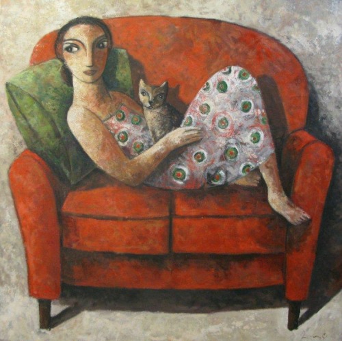 Girls and cats   …  Didier LaurencoCatalan b.1968-