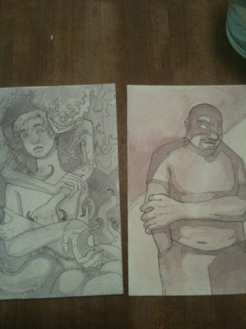 unknownbinaries: Tinypaintings in progress for @strangeharpy, characters from their books. I’m