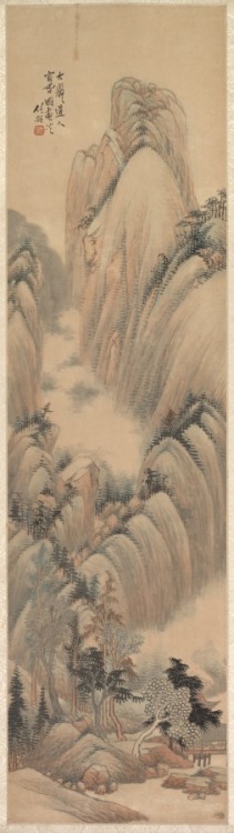 Landscapes, Ren Yu, 1892, Cleveland Museum of Art: Chinese ArtSize: Overall: 149.8 x 40.7 cm (59 x 1