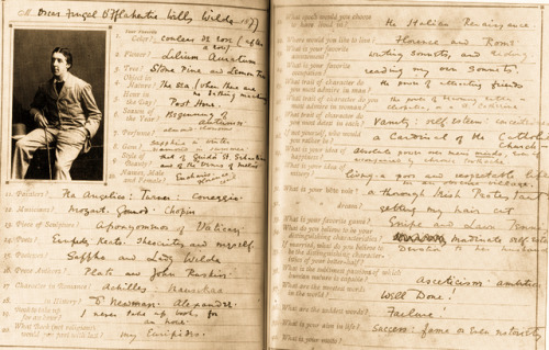 oscarwetnwilde:A more readable version of Oscar Wilde’s questionnaire that he answered in 1877 while