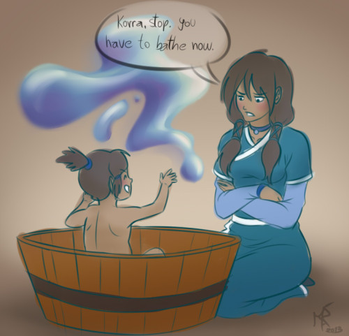 Porn photo A quick doodle of senna and baby korra :3