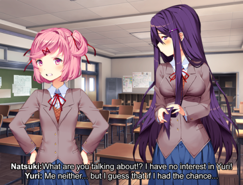 dokidokiliteraturegirls: Monika: Natsuki had to take the rest of the day off for undisclosed re