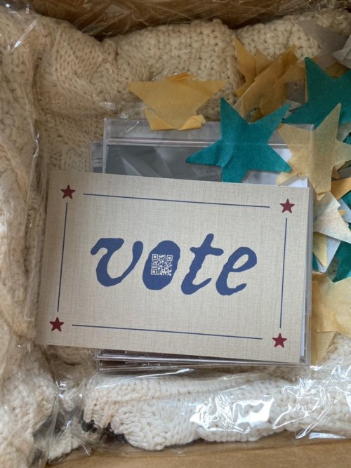 path-of-my-childhood:Taylor and her team have been putting little VOTE reminders in merch packages (