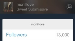 monillove:  Milestone….13,000 followers.