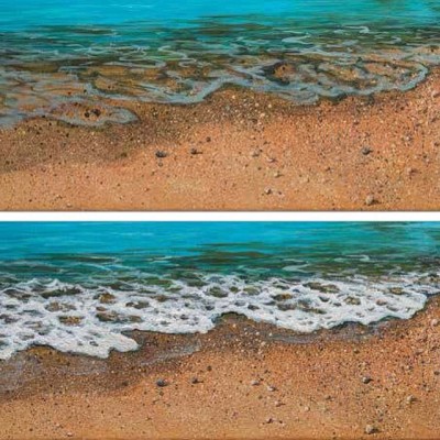 Learn how to create sand and foam in acrylic on the blog today! (Link in profile) #walterfoster #seascape #acrylic #paint #sand #foam #beach