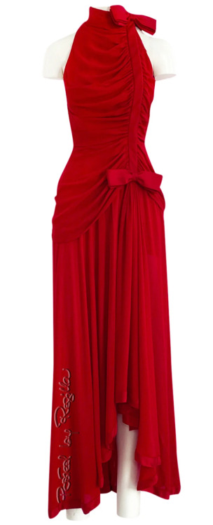 Regilla ⚜ Spring 1987 Valentino Haute Couture Red Silk Crepe Dress w Bow Details