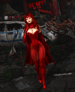 petercottonster:  Beauty in the Chaos by petercotton Right then, enjoy my classic Scarlet Witch pinup! Pete!